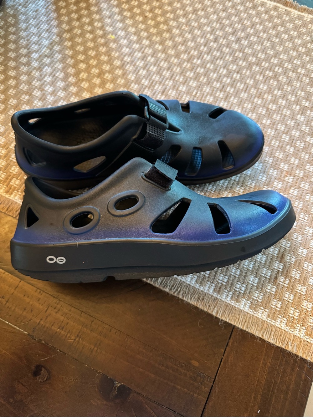 Oofos Oocandoo Sandal Unisex Black Blue Active Recovery Outdoor Athletic